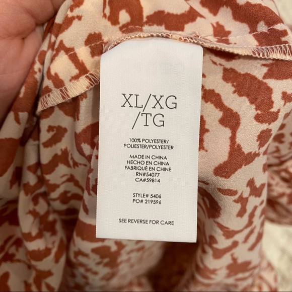 CABI Terra Cotta & Cream Patterned Dress with Ruffle Hem - Picture 8 of 10